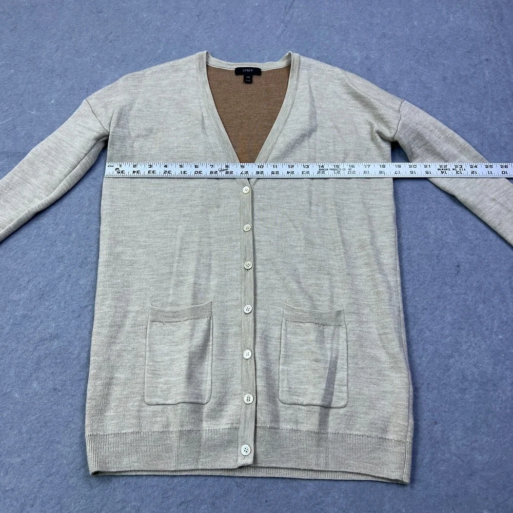J.Crew Cardigan Women's XXS Beige Merino Wool Boyfriend Button Pockets‎ Sweater